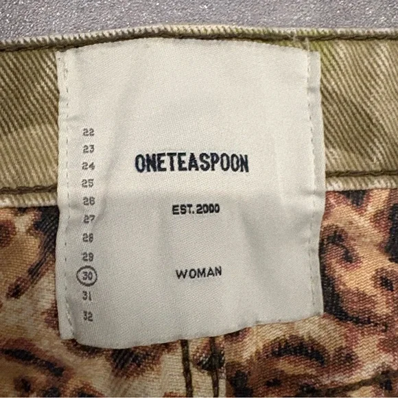 ONE TEASPOON Bandits High Waist Cropped‎ Boyfriend Straight Leg Camo Jeans 30 - Picture 9 of 16
